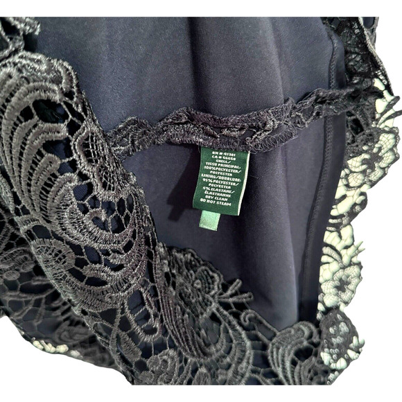 Lauren Ralph Lauren Evening Dress Lighthouse Navy Floral Lace Overlay Sz 8 - Picture 8 of 8